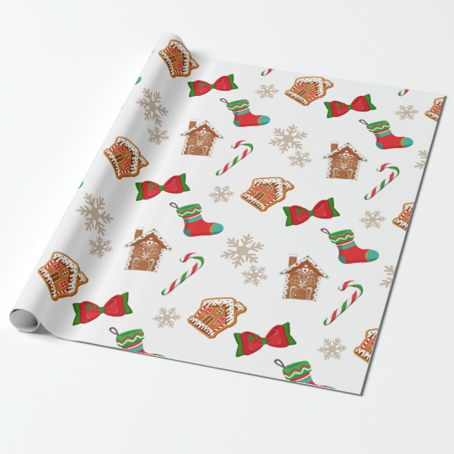 Papel De Regalo Pan de Jengibre de Navidad (Desenrollado)