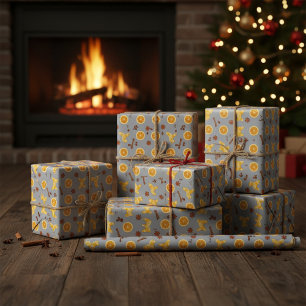 Papel De Regalo Pan de Jengibre Escandinavo y Fiestas de Citricos 