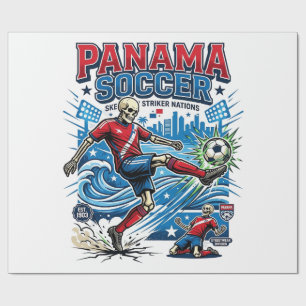 Papel De Regalo Panamá Fútbol Esqueleto Delantero Naciones Cartel 