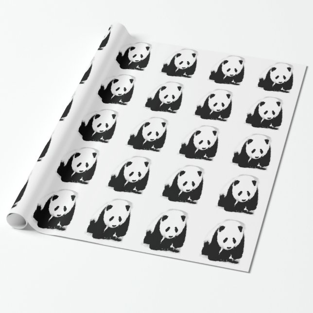 Papel De Regalo Panda blanco y negro (Desenrollado)