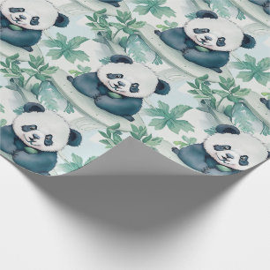 Papel De Regalo Panda cutáneo y árbol de bambú