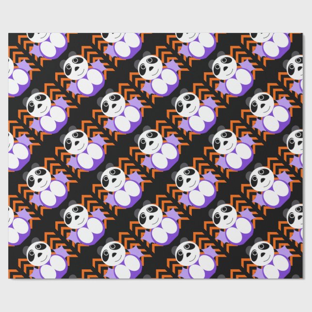 Papel De Regalo Panda de halloween chino (Superficie plana)