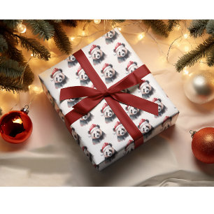 Papel De Regalo Panda de Navidad Holly Jolly