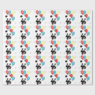 Papel De Regalo Panda del cumpleaños con los globos