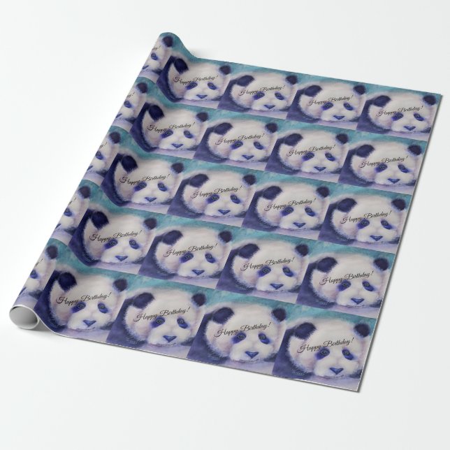 Papel De Regalo Panda del feliz cumpleaños (Desenrollado)