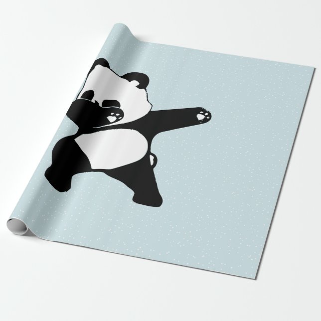 Papel De Regalo Panda haciendo dab, Panda divertido baile dab (Desenrollado)