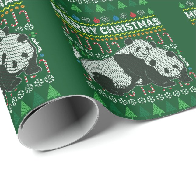 Papel De Regalo Panda Navidades feos Sweater Wildlife Series (Esquina del rollo)