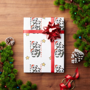 Papel De Regalo Panda Navidades navideños Animales Pandas