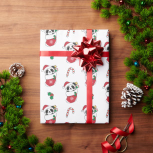 Papel De Regalo Panda Navidades Nieve Animales De Invierno Pandas