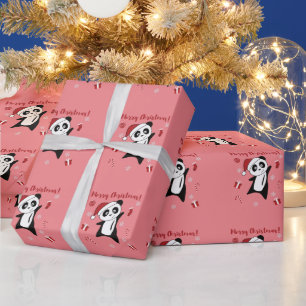 Papel De Regalo Panda Navidades Nieve Animales De Invierno Pandas