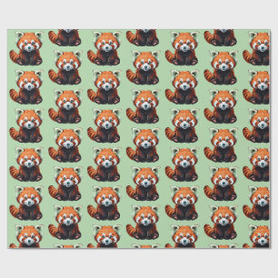 Papel De Regalo Panda rojo