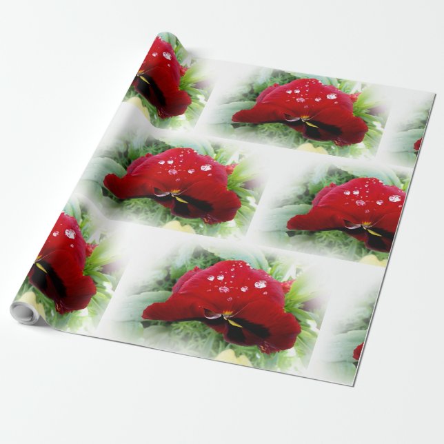Papel De Regalo Panda rojo brillante (Desenrollado)