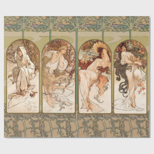 Papel De Regalo Panel de las Cuatro Estaciones de Alphonse Mucha,