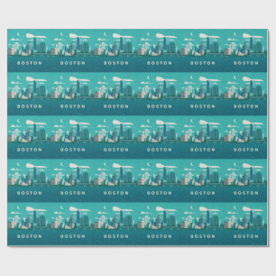Papel De Regalo Panorama nocturno de la ciudad de Massachusetts