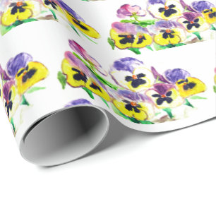 Papel De Regalo Pansies Jardín Vintage Floral Pintado Pap