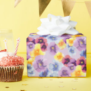 Papel De Regalo Pansy Wildflowers con iluminación manual Lilac Pur