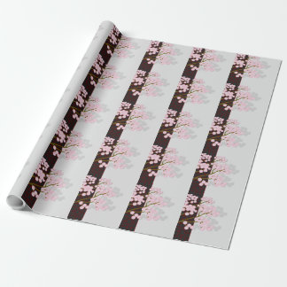 Papel De Regalo Pantalla japonesa y flores de cerezo rosado envuel