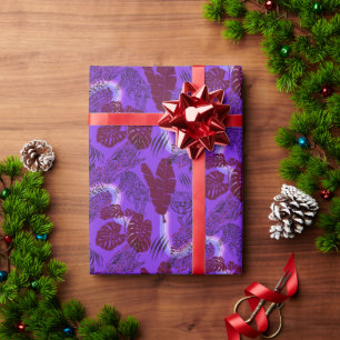 Papel De Regalo Panther Tropical Purple Rainbow