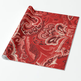 Papel De Regalo Pañuelo/pañuelo retros rojos de Paisley