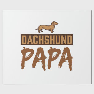 Papel De Regalo Papa Dachshund Grabado Vintage Diseño Papá Perro_1