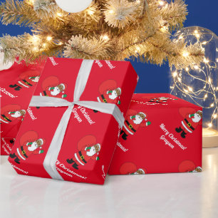 Papel De Regalo Papá Noel afroamericano Feliz Navidad Rojo