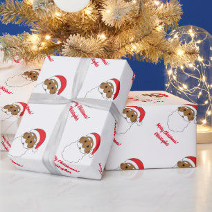 Papel De Regalo Papá Noel afroamericano lindo Feliz Navidad Blanco