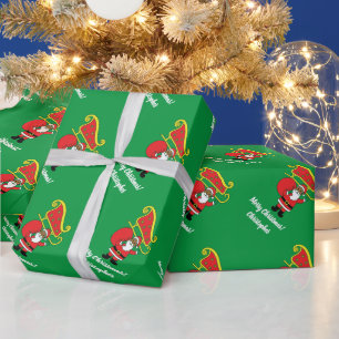 Papel De Regalo Papá Noel afroamericano Noel Noel Sleigh Green