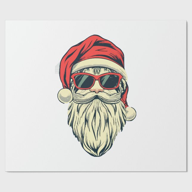 Papel De Regalo Papá Noel con gafas (Superficie plana)