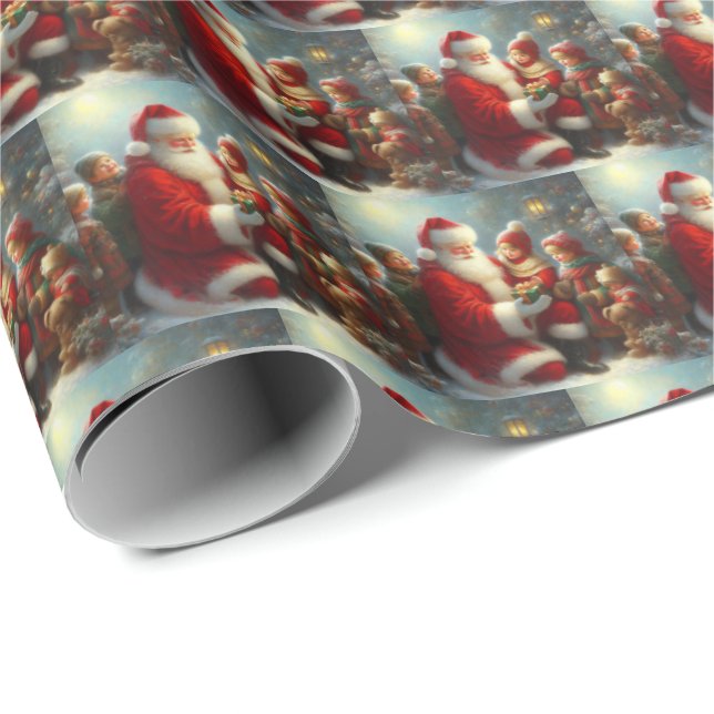 Papel De Regalo Papá Noel con niños 2 (Esquina del rollo)