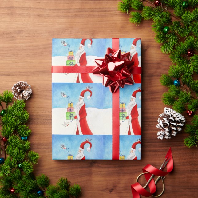 Papel De Regalo Papá Noel con regalos Navidades de arte envuelto d (Regalo de vacaciones)