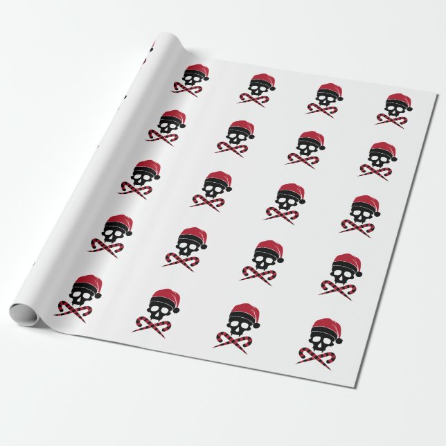 Papel De Regalo Papá Noel de cráneo personalizable (Desenrollado)