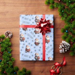 Papel De Regalo Papá Noel de fútbol sobre azul bebé