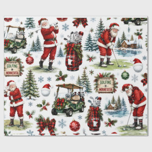 Papel De Regalo Papá Noel de golf de Navidad jugando golf en Minne