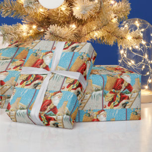 Papel De Regalo Papá Noel de Navidad con regalos