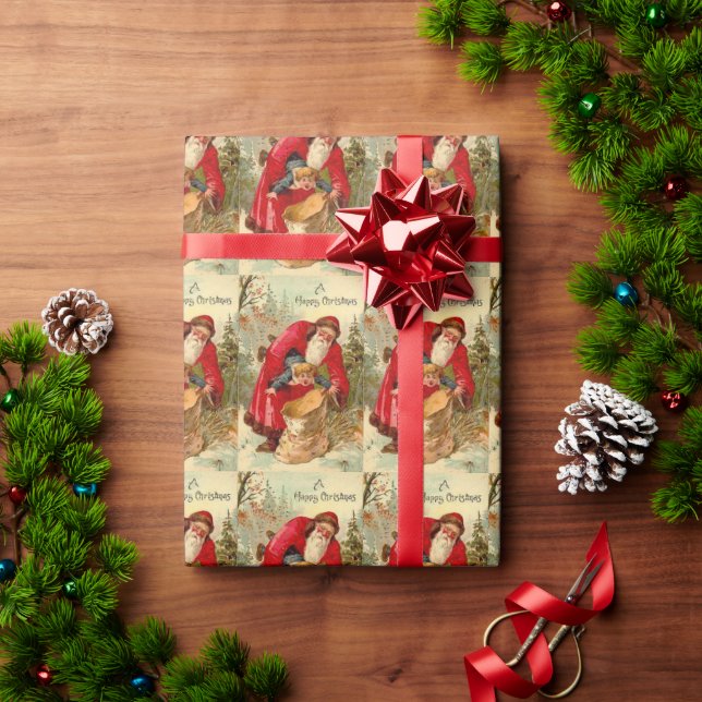 Papel De Regalo Papá Noel de Navidad en la bolsa (Regalo de vacaciones)
