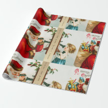 Papá Noel de Navidad vintage con Chica