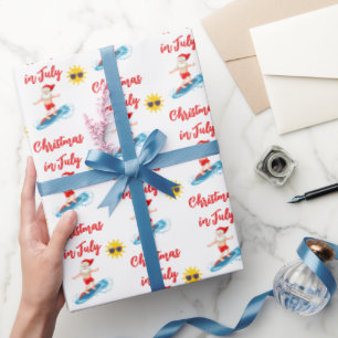 Papel De Regalo Papá Noel de Verano Playa Tropical Navidad en Juli