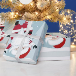 Papel De Regalo Papá Noel divertido colgado boca abajo