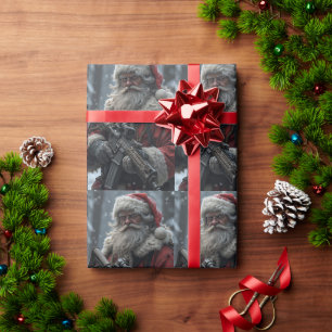 Papel De Regalo Papá Noel divertido de la Segunda Enmienda Navidad