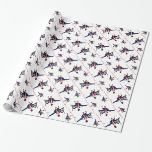 Papel De Regalo Papá Noel en el avión (blanco)