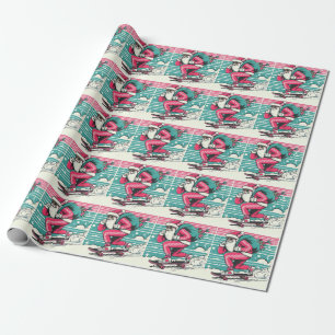 Papel De Regalo Papá Noel en monopatín