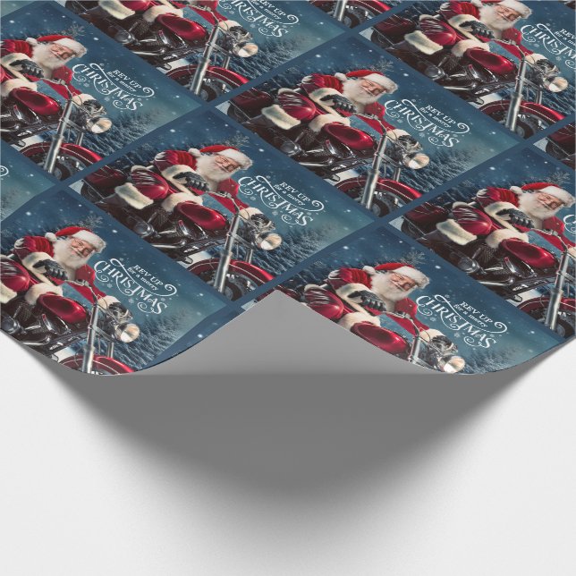 Papel De Regalo Papá Noel en Motocicleta de nuevo para una feliz N (Esquina)