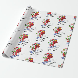 Papel De Regalo Papá Noel en Snowboard Personalizado de Navidad