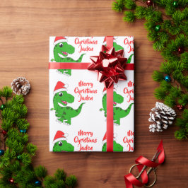 Papel De Regalo Papá Noel Feliz Navidad Personalizado Dinosaurio S