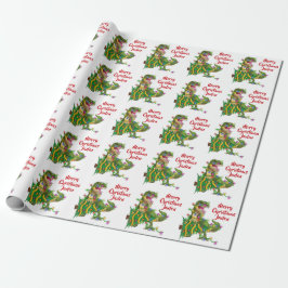 Papel De Regalo Papá Noel Feliz Navidad Personalizado Dinosaurio S