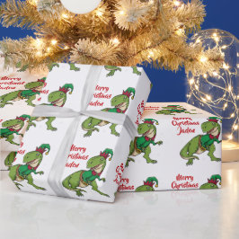Papel De Regalo Papá Noel Feliz Navidad Personalizado Dinosaurio S