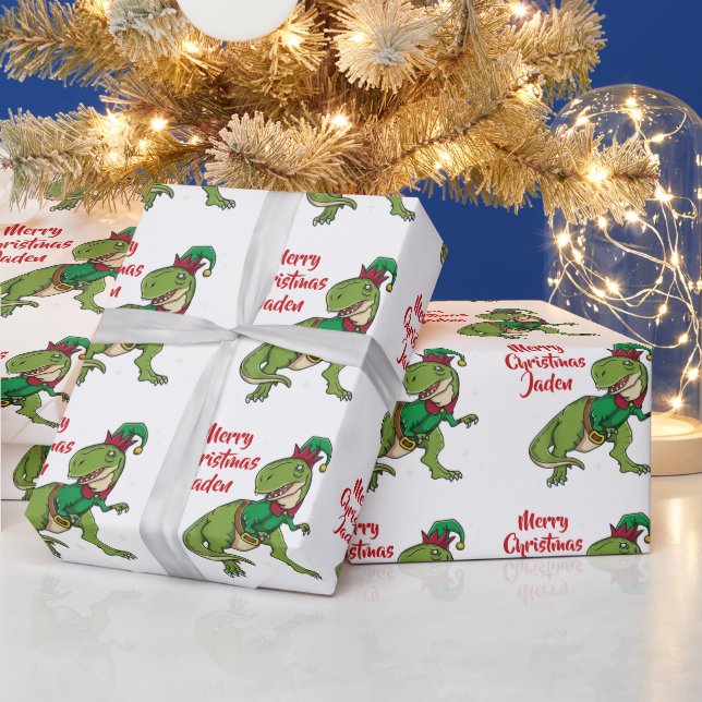 Papel De Regalo Papá Noel Feliz Navidad Personalizado Dinosaurio S (Vacaciones)
