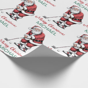 Papel De Regalo Papá Noel golfista de Navidad personalizado