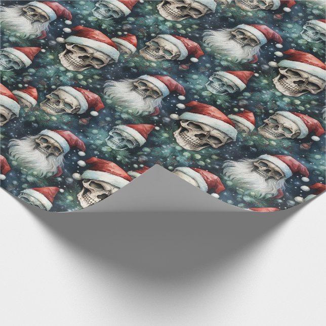 Papel De Regalo Papá Noel gótico sombreros verdes y rojos navidade (Esquina)