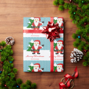 Papel De Regalo Papá Noel lindo con texto personalizado Navidad